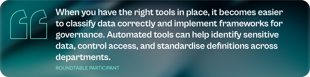 When you have the right tools in place, it becomes easier to classify data correctly and implement frameworks for governance. Automated tools can help identify sensitive data, control access, and standardise definitions across departments.